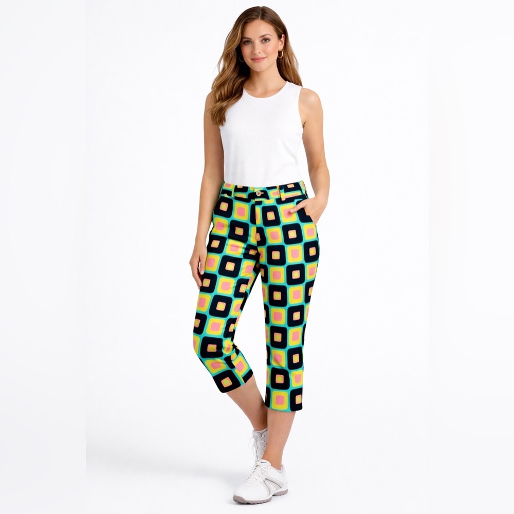Loudmouth Golf Capri Pants Retro Y2K Colorful Bold Print Size 6